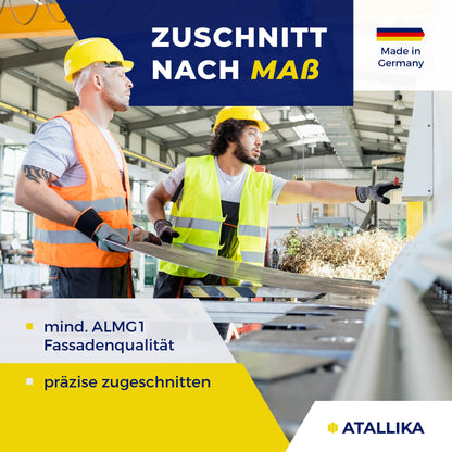 ATALLIKA aluminum plate coated [Moss Green, 1000x1000 mm] - 2mm thick aluminum sheet with one-sided powder coating [weatherproof, outdoor & indoor] - precise sheet metal cut from Germany.