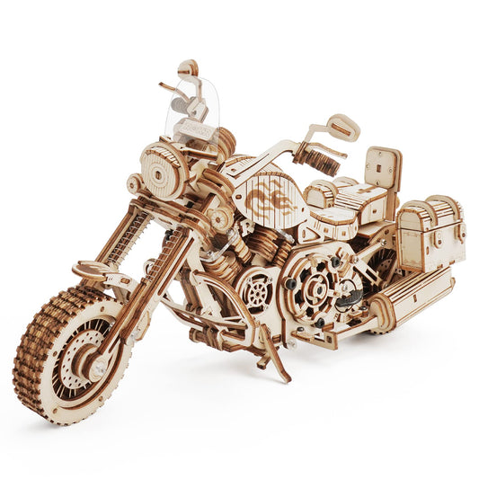 ROKR 3D Puzzle Wooden Building Set Mechanical Gear Model Cruiser Motorcycle for Kids Adults.