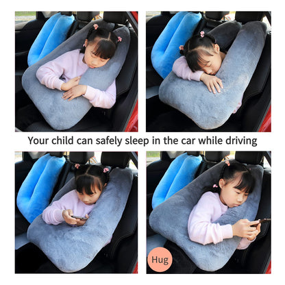 FHSGGP Travel Pillow Child Neck Pillow Car Sleep Pillow for Long Journeys U-Shape Car Seatbelt Pillow Travel Pillow for Kids Artificial Rabbit Fur Grey