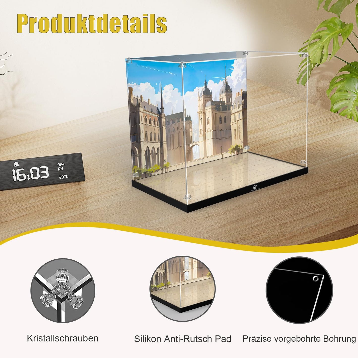 cooldac acrylic display case compatible with Lego 21061 Notre Dame de Paris, dustproof and transparent showcase compatible with Architecture 21061 set (case only, model not included)