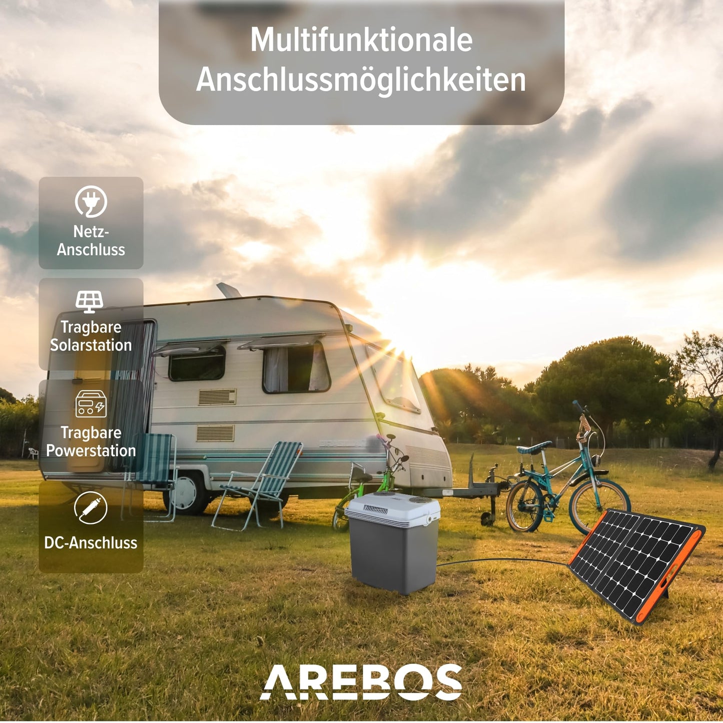 Arebos 25 Liter cooling box | for cooling and keeping warm | Mini fridge | Thermoelectric cooling box | with ECO mode | 12/230 V for car and socket | electric cooling box | Anthracite.