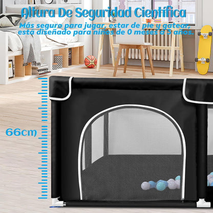 Wholede baby playpen, 150 x 180 x 66 cm, with breathable mesh fabric, includes 4 rings and 50 ocean balls.