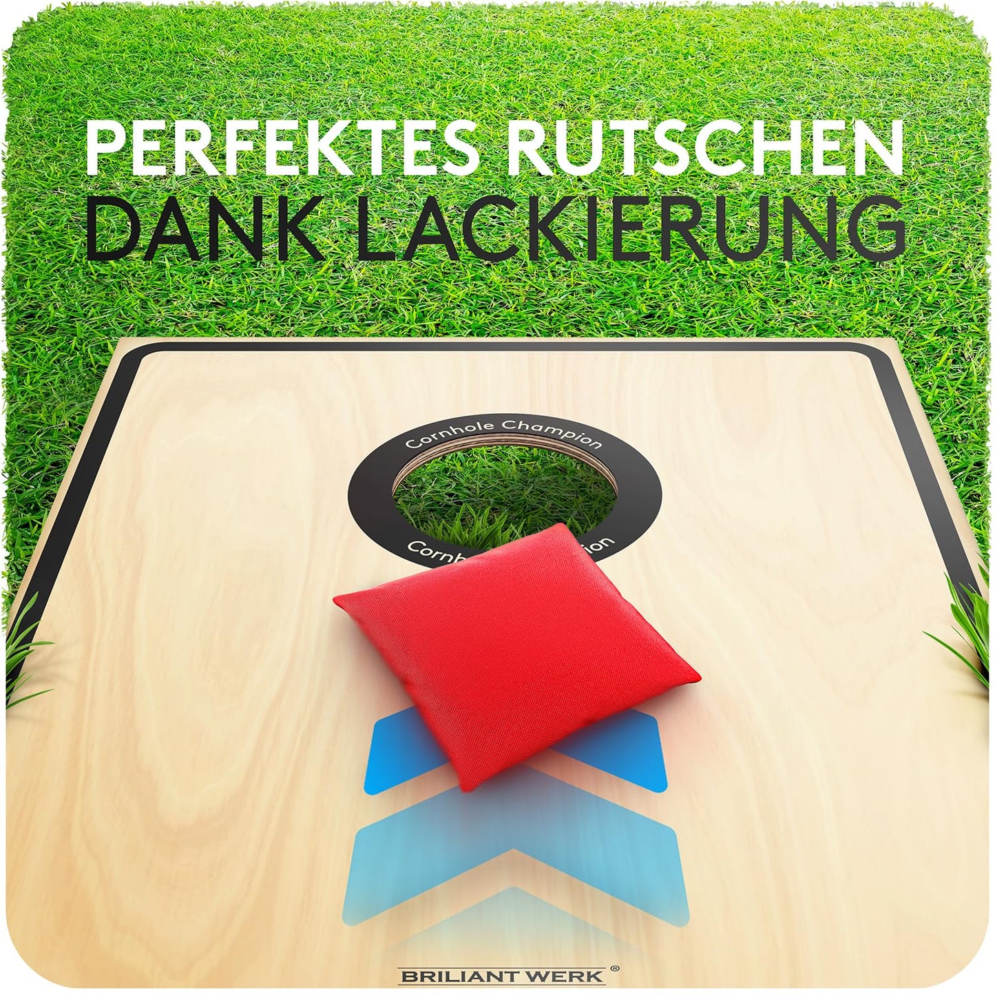 Briliantwerk® Cornhole Game Outdoor - High-quality 11-piece Real Wood Toss Game | Bean Bag Game for Adults & Kids | Bean Bag Game for Outside (painted)