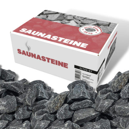 ULTINESS - Sauna stones 20 kg OLIVINE DIABASE Finnish infusion stones Steam stones for sauna stove Electric stove Wood stove Sauna accessories
