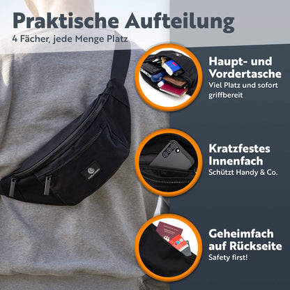 Fanny pack for women and men Black Waist bag for festival, camping & sports Unisex Water-resistant hip bag for travel, outdoor & hiking (Olive)
