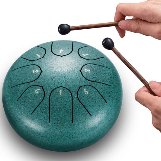 LEKATO Steel Tongue Drum, 6-inch 8 Tone Tongue Drum Percussion, Steel Pan Sound Percussion Hand Pan Drum for Meditation Yoga Sound Healing, Green