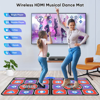 Aomdom Dance Mat for Kids and Adults, upgraded model, double music dance mat, non-slip and durable, with wireless receiver, wireless with 200 games and 100+ music (166 x 93 cm)