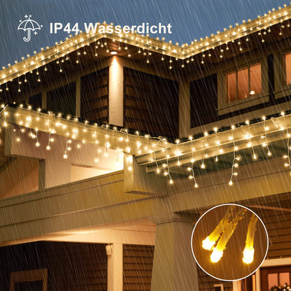 [480 LED] String Lights, 17M 8 Modes Outdoor String Lights with Memory Function for Garden Balcony Christmas Decorations, Waterproof Outdoor/Indoor LED String Lights, Warm White