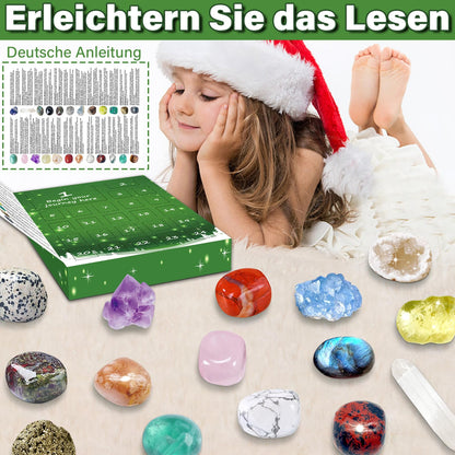 Gemstone Advent Calendar, Christmas Countdown Calendar 2025, 24 Natural Crystals, Gemstones, and Minerals for Collecting and Learning, Christmas Gift for Children-German Edition