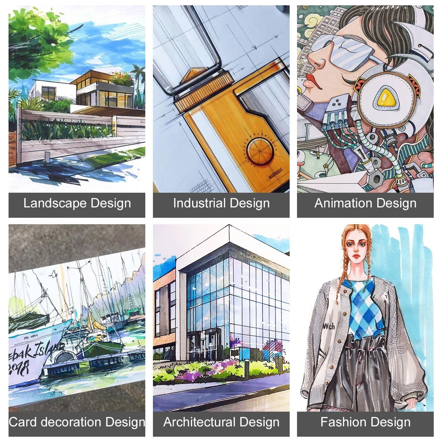 hhhouu 100 Color Alcohol Markers, Dual Tip Pens for Adult Artists, Designers, Illustration, Architecture, and Creative Projects MH-100W