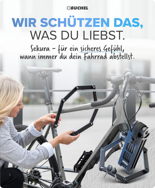 BÜCHEL Sekura Folding Bike Lock | Secure Theft Protection | Hardened Steel | 85 cm Length | Includes Bracket | Bike Lock for Bicycle, E-Bike & Motorcycle