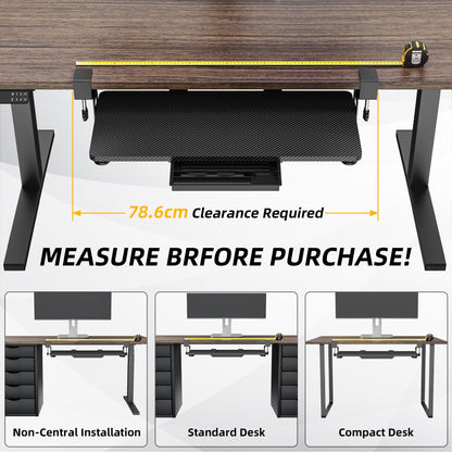 ETHU Office Keyboard Drawers Keyboard Tray Keyboard Shelf 68 x 30 cm with C-Clamp Mount, Under Desk Mount Keyboard Drawer Ergonomic Computer Keyboard Shelf for Home and Office