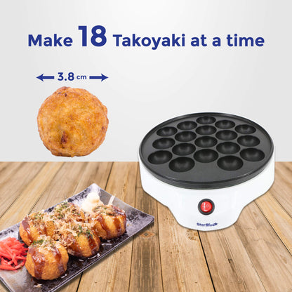 Takoyaki maker with takoyaki picks, simple and easy to use electric machine for making Japanese takoyaki octopus balls, 220-240V 50/60Hz 650W, European plug.