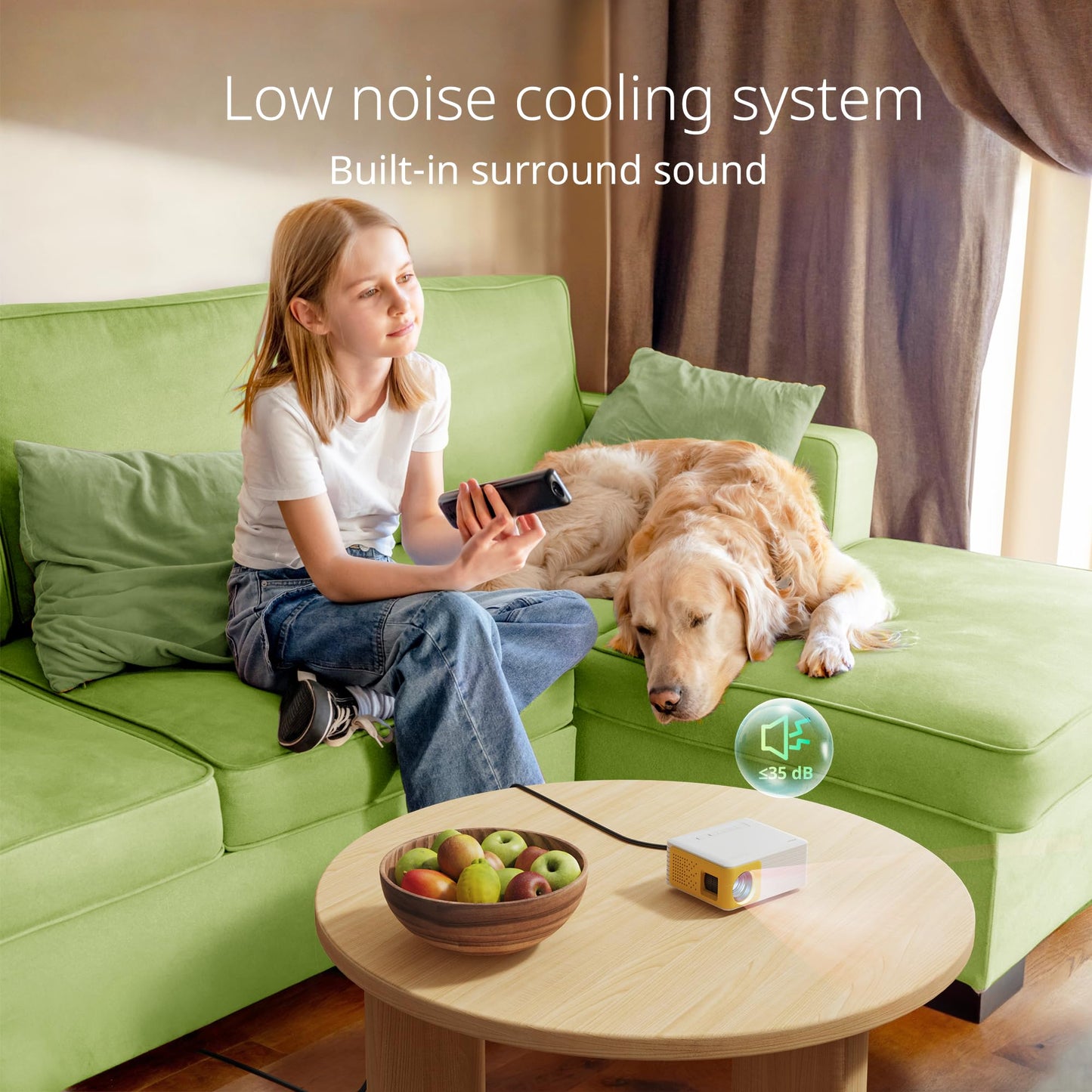 Mini projector for mobile phones, 2025 YOTON Y3 small 1080P supported, 15000L mini projector for home theater, 50% zoom outdoor projector compatible with HDMI/USB/Phone/PS5/TV Stick/The best choice for kids.