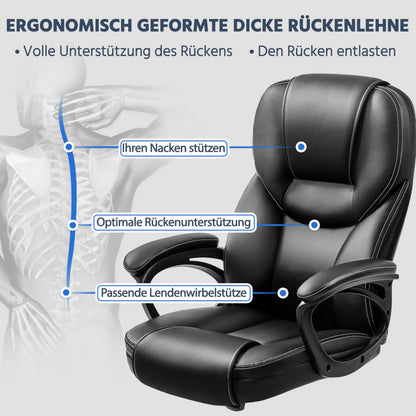 Yaheetech ergonomic executive chair, high back desk chair, computer chair, swivel office chair with padding, adjustable height, black PU leather.