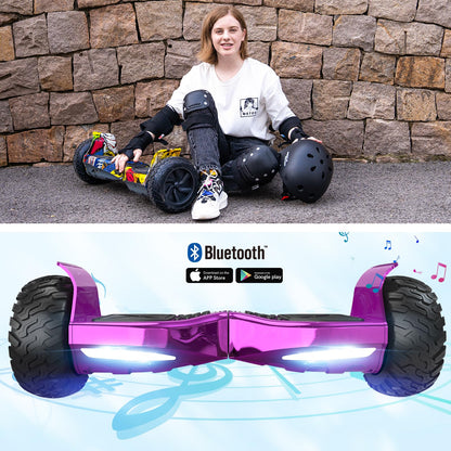 RCB 8.5" Premium Offroad Hoverboard, APP control function, Integrated LED Bluetooth with powerful motor, Electric all terrain hoverboards, Gift for kids.