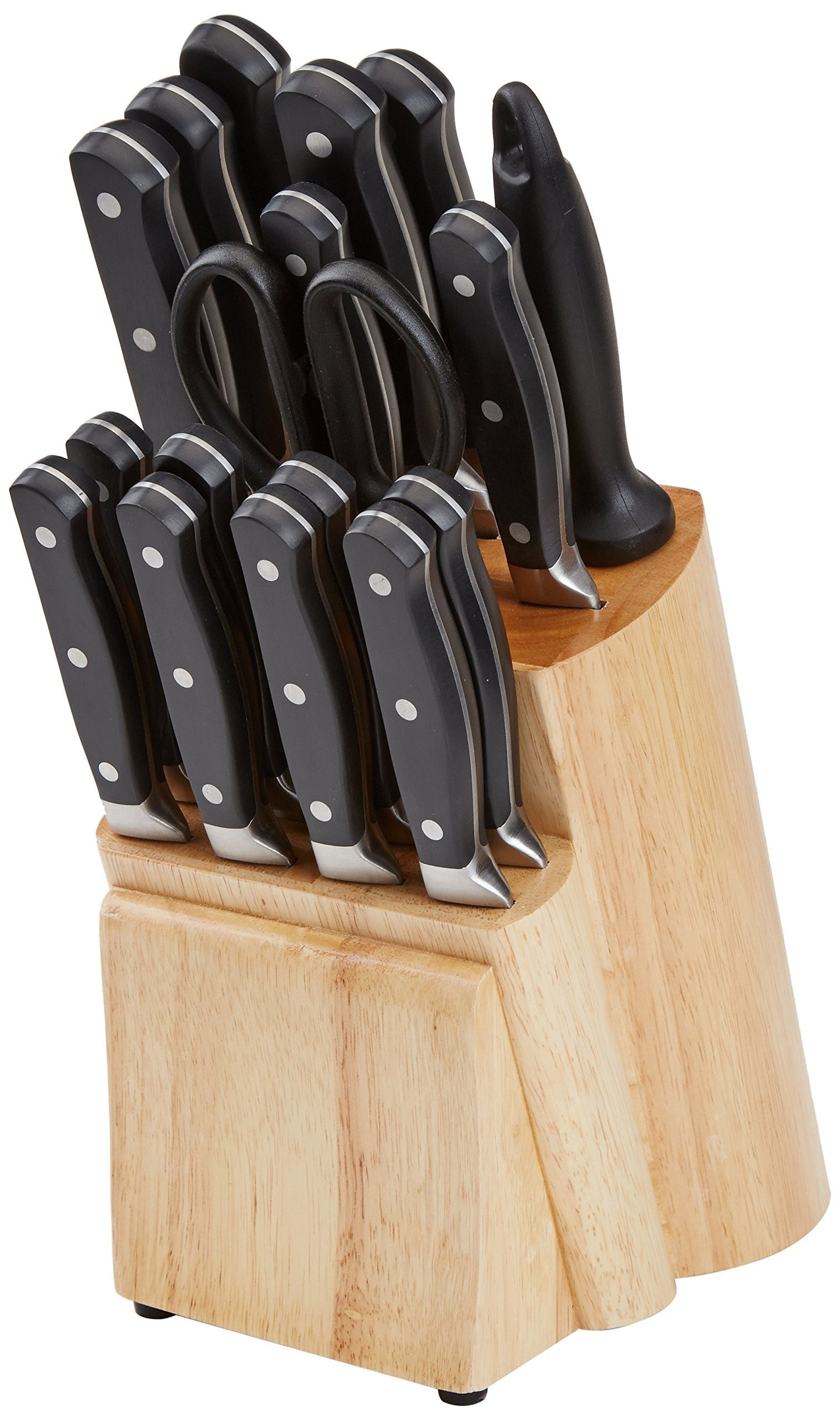 Amazon Basics Premium Knife Block, 18 Pieces, Black