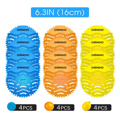 12 pieces of urinal screens with scent, urinal screen splash guard air freshener individually packaged for toilet guest bathrooms public restrooms urinal - 4 pcs ocean breeze, 4 pcs lemon, 4 pcs orange