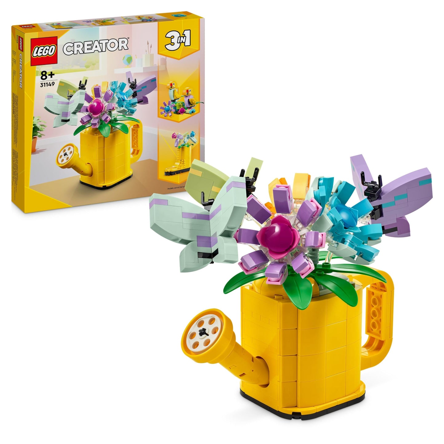 LEGO Icons Mini Plants, 9 artificial flowers to build, Botanical Collection collector's set & Creator 3in1 watering can with flowers set, kids room decor, Build a watering can with flower bouquet