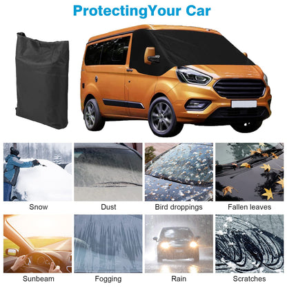 LIROPAU Front Windshield Wrap Cover Replacement Compatible with All Ford Transit Custom, Car Windshield Cover, Front Windshield Window Sunshade Auto Front Windshield Weatherproof Curtain Camping