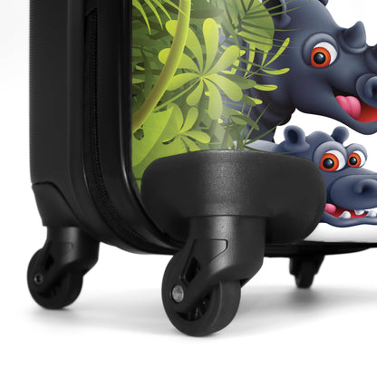 NoBoringSuitcases.com® Kids Suitcase Children's Trolley Carry-On Luggage Small Travel Case with Wheels Gift - Animals - Green - Jungle - Kids Luggage Small suitcase, 55x40x20