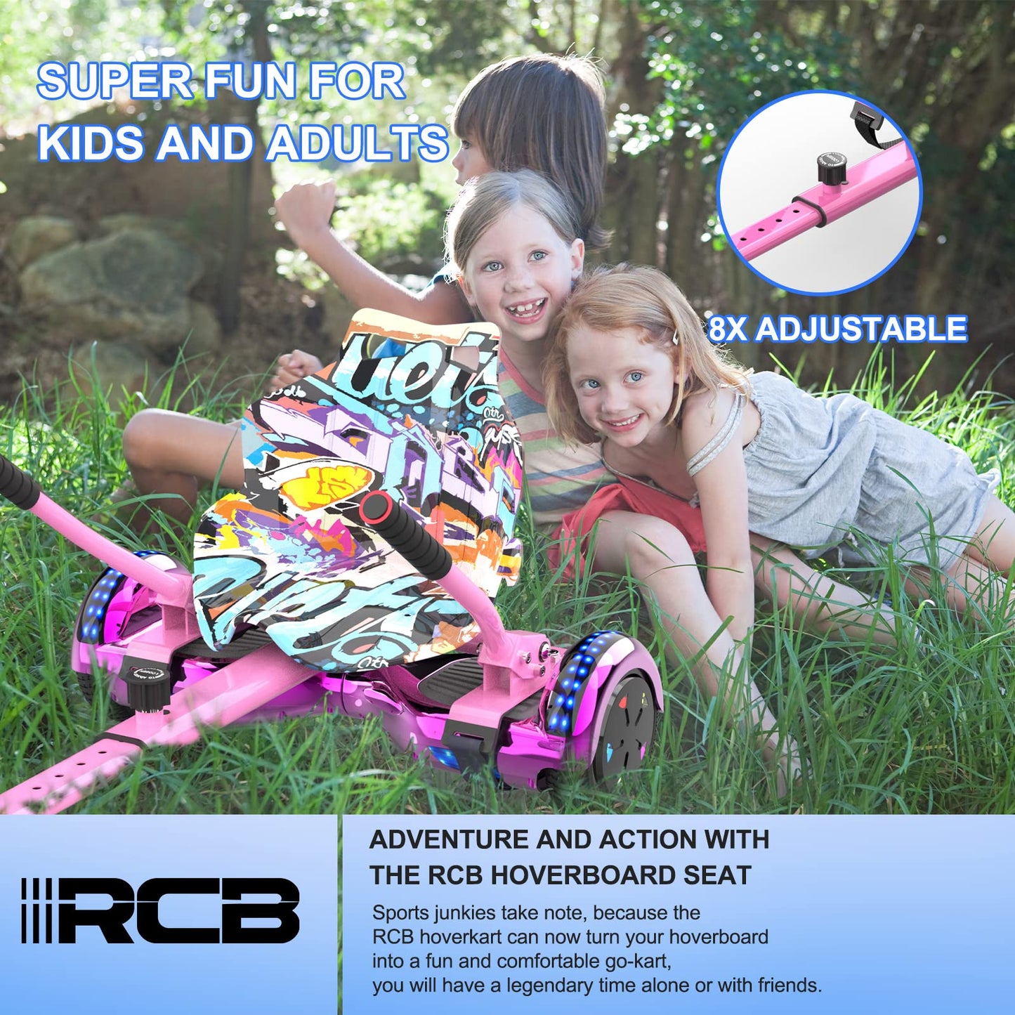 RCB Hoverboard Seat, Go-Kart accessory for Hoverboards, Hoverboard with seat suitable for all 6.5"-10" Two Rounds Self Balancing Scooter, Hoverkart for adults and children.
