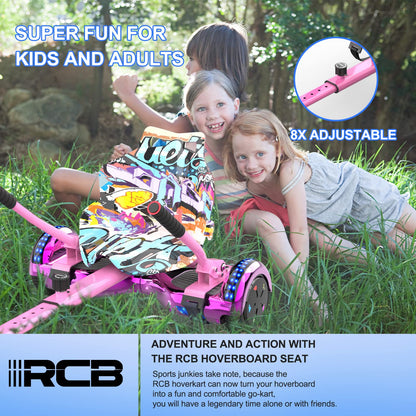RCB Hoverboard Seat, Go-Kart accessory for Hoverboards, Hoverboard with seat suitable for all 6.5"-10" Two Rounds Self Balancing Scooter, Hoverkart for adults and children.