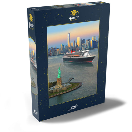 MyPuzzle Statue of Liberty, featuring Queen Mary 2 and One World Trade Center, Manhattan, New York, USA - Premium 1000 piece puzzle - MyPuzzle Special Collection by Puzzle Galaxy