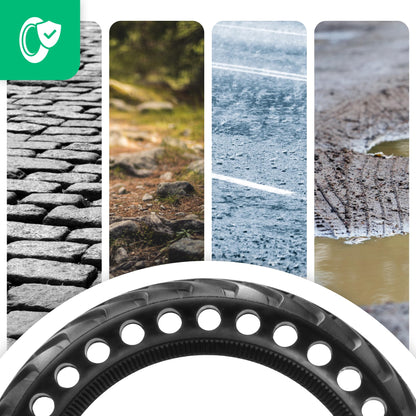 MOOVMOOV Solid Tires 8 1/2 x 2 for electric scooters - 2x Puncture-proof escooter tires 8.5 inches - Compatible with Xiaomi models and 8.5-inch wheels - e scooter accessory solid rubber tires MPK85