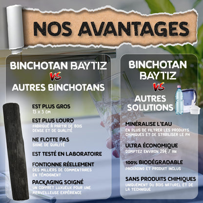 Baytiz® Activated Charcoal Water Filter - Binchotan Activated Charcoal Filter for Water Purification - Water Filter Pitchers Charcoal Water Purifier Air Purifier Charcoal Drinking Bottle Charcoal Filter Drinking Water mm