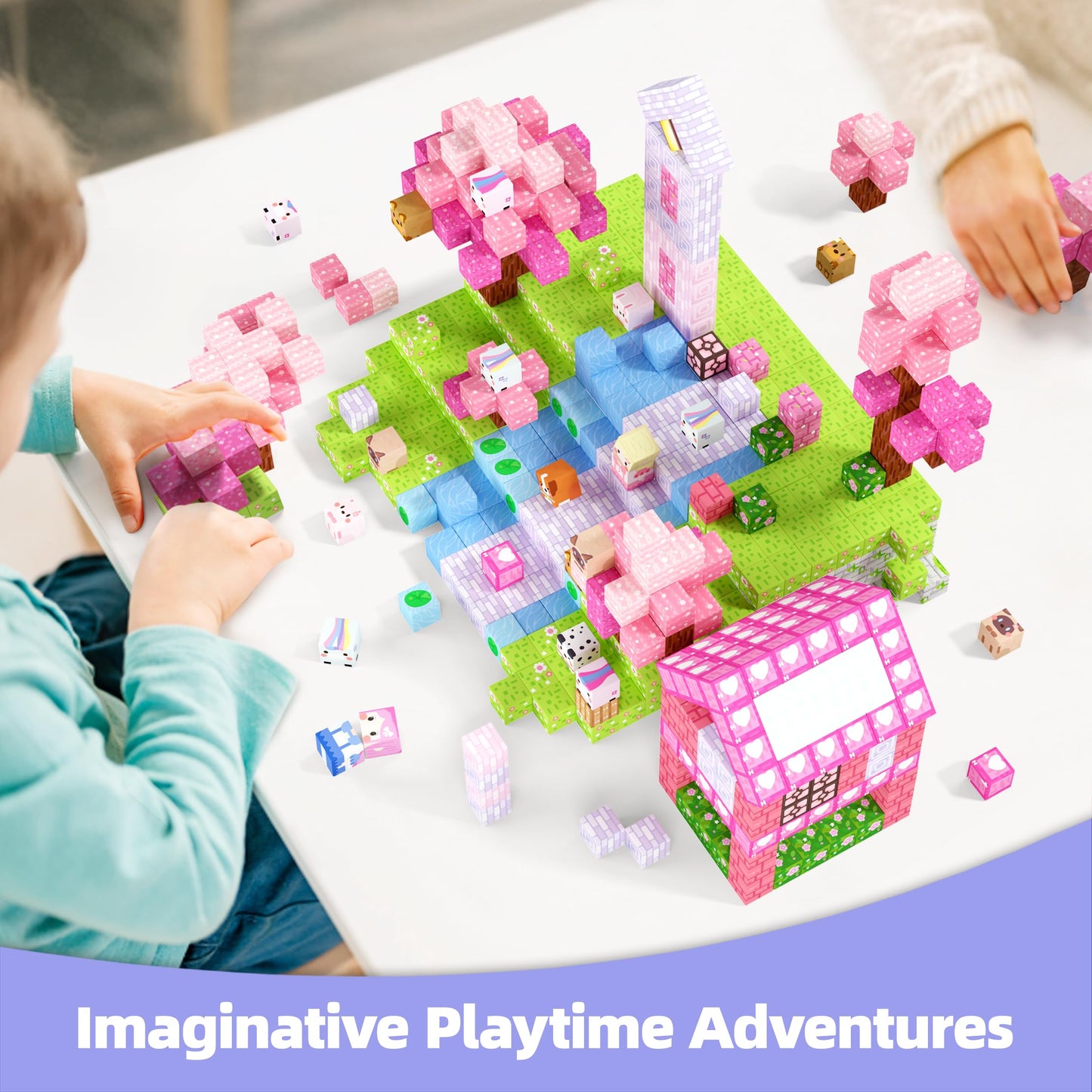 GobiDex Magnetic Building Blocks 100 Pieces - Unicorn Magnetic Tiles, Beautiful Magnetic Toy & Construction Set for Girls, Princess Gifts for Kids aged 3-4, 5-6, 7-8, 9-10 years