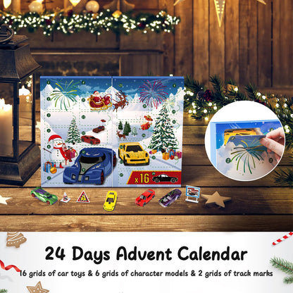 Cars Toy Advent Calendar for Kids 2024, Sports Car Racing Toy, 24 days Christmas Countdown Gift for 3-12 years old Boys Girls