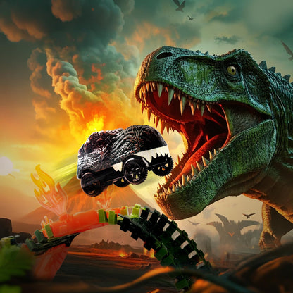 Dinosaur toy for ages 3 and up - race track for kids with 10 mini dinosaur figures, 1 car, and race track. Perfect gift for boys and girls ages 3-7.