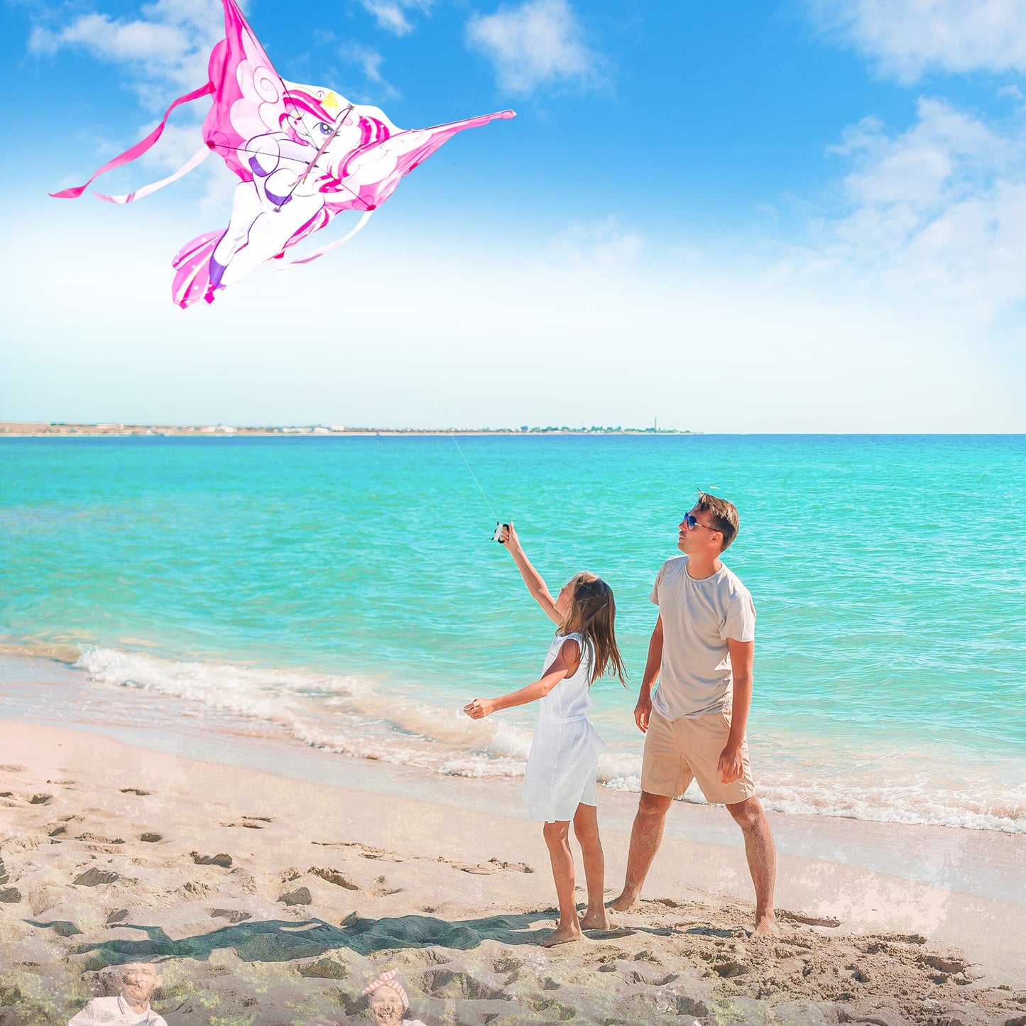 JOYIN Unicorn Kite, dragon kites for kids and adults, large 43.3'' beach kite for outdoor games and activities, gifts for girls.