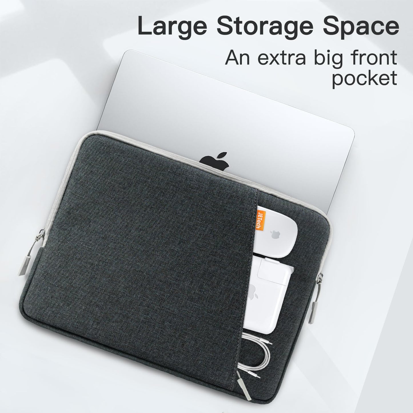 JETech Laptop Sleeve for 13.3-inch MacBook Air/Pro, 14-inch MacBook Pro 2021 M1, 13-13.6 inch Notebook, waterproof, shockproof, Bag with Pocket (Dark Gray)