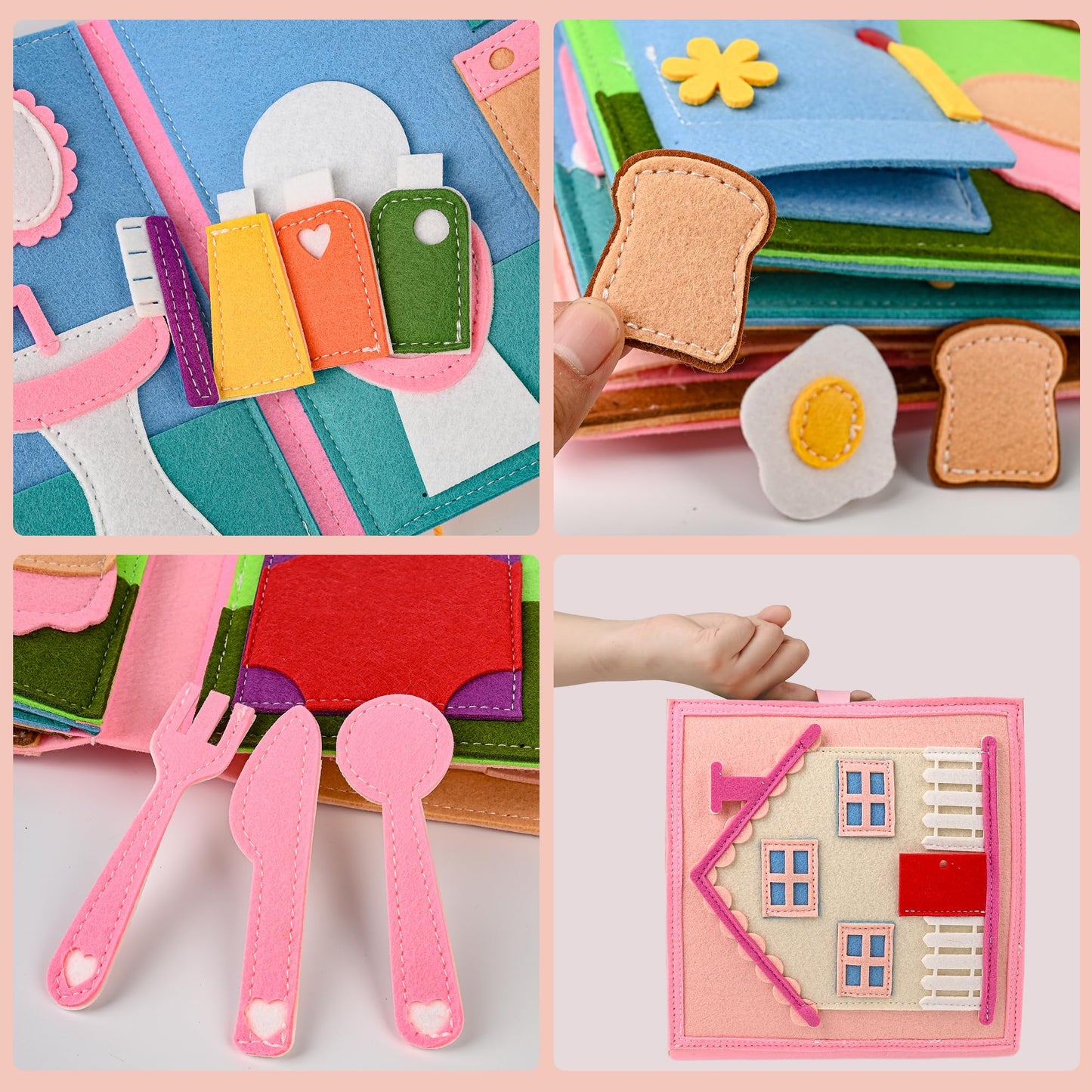 Quiet Book 2 years | Soft Fabric Baby Books Early Learning Life Skills Educational Toys 3D Felt for ages 1-6 Gift for Girls Boys