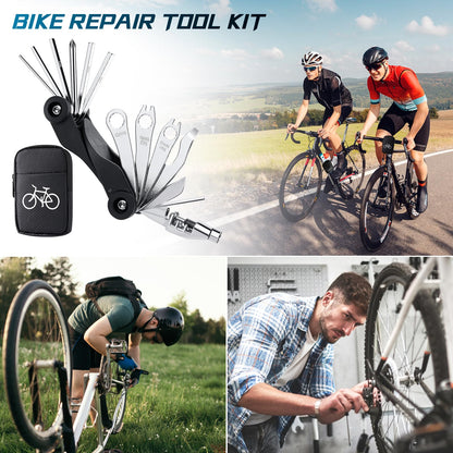 Worthfav bicycle repair kit for on the go, 17 in 1 bike tool set detachable, bike repair kit multitool saddle bag for bicycle accessories ebike kit mountain bike repair kit