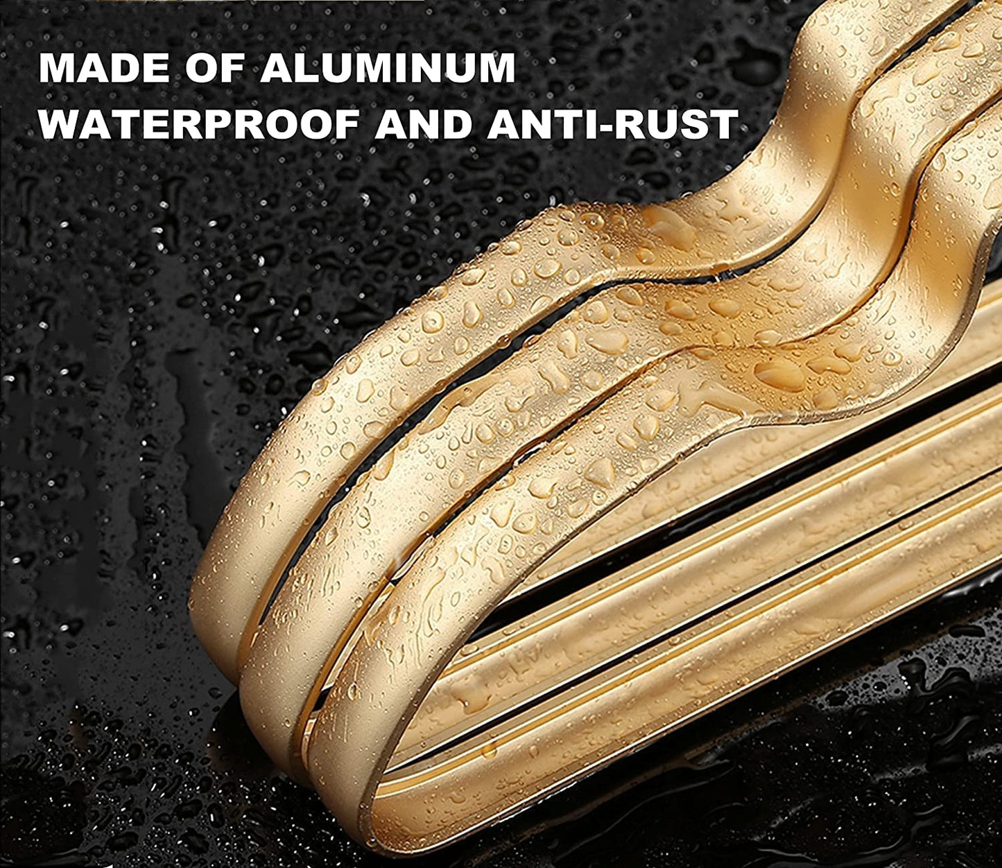 Amber Home 20 Pieces 42cm Lightweight Aluminum Iron Hangers, Matte Gold Metal Hangers with Non-Slip Groove for Suit T-Shirt Shirt Jacket Dress Pants