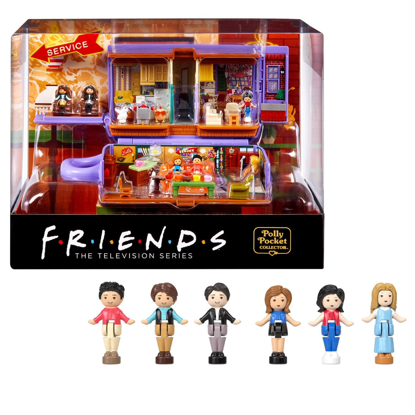 Polly Pocket Friends Locket - Central Perk coffee cup, 6 main characters, 9 accessories, 3 Friends locations, displayable premium packaging, for collectors ages 14 and up, HKV74