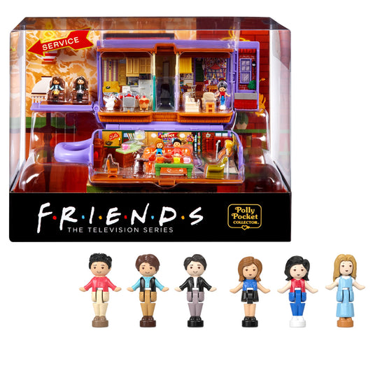 Polly Pocket Friends Locket - Central Perk coffee cup, 6 main characters, 9 accessories, 3 Friends locations, displayable premium packaging, for collectors ages 14 and up, HKV74
