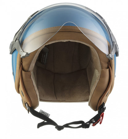 SOXON® SP-325 Mono "Crystal Blue" · Jet helmet · Motorcycle helmet Scooter helmet Moped helmet Chopper Retro Vespa Vintage Pilot Biker · ECE 22.05 visor Quick release bag S (55-56cm)