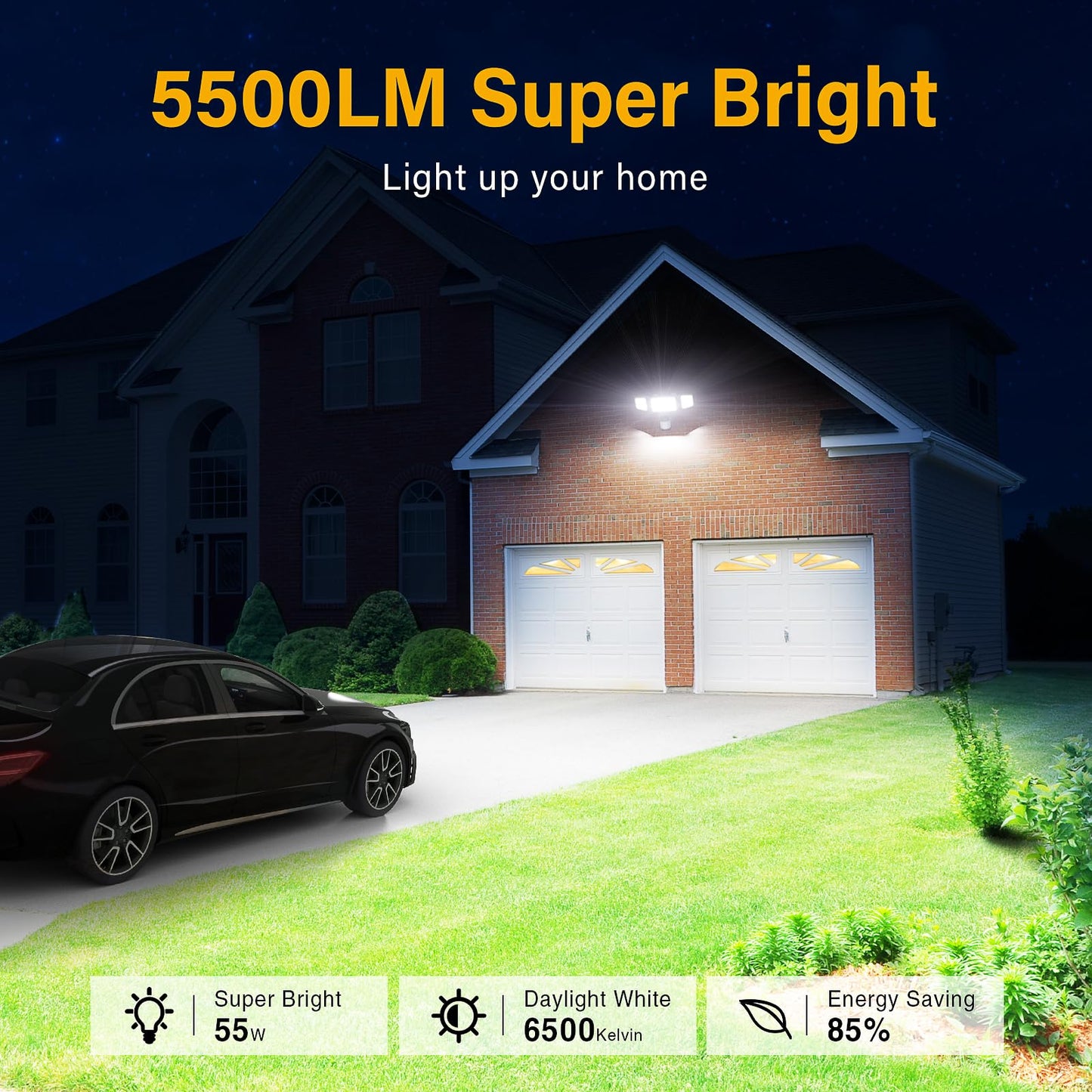 Onforu 55W LED floodlight with motion sensor outdoor remote control 5500LM, 6500K LED outside light with motion sensor IP65 Waterproof for garden garage yard sports field