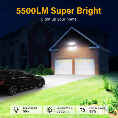 Onforu 55W LED floodlight with motion sensor outdoor remote control 5500LM, 6500K LED outside light with motion sensor IP65 Waterproof for garden garage yard sports field