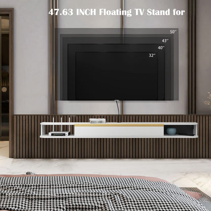 Pmnianhua TV floating lowboard, wall-mounted TV cabinet, wall-mounted floating TV stand entertainment media console center large storage cabinet for living room home office (120cm)