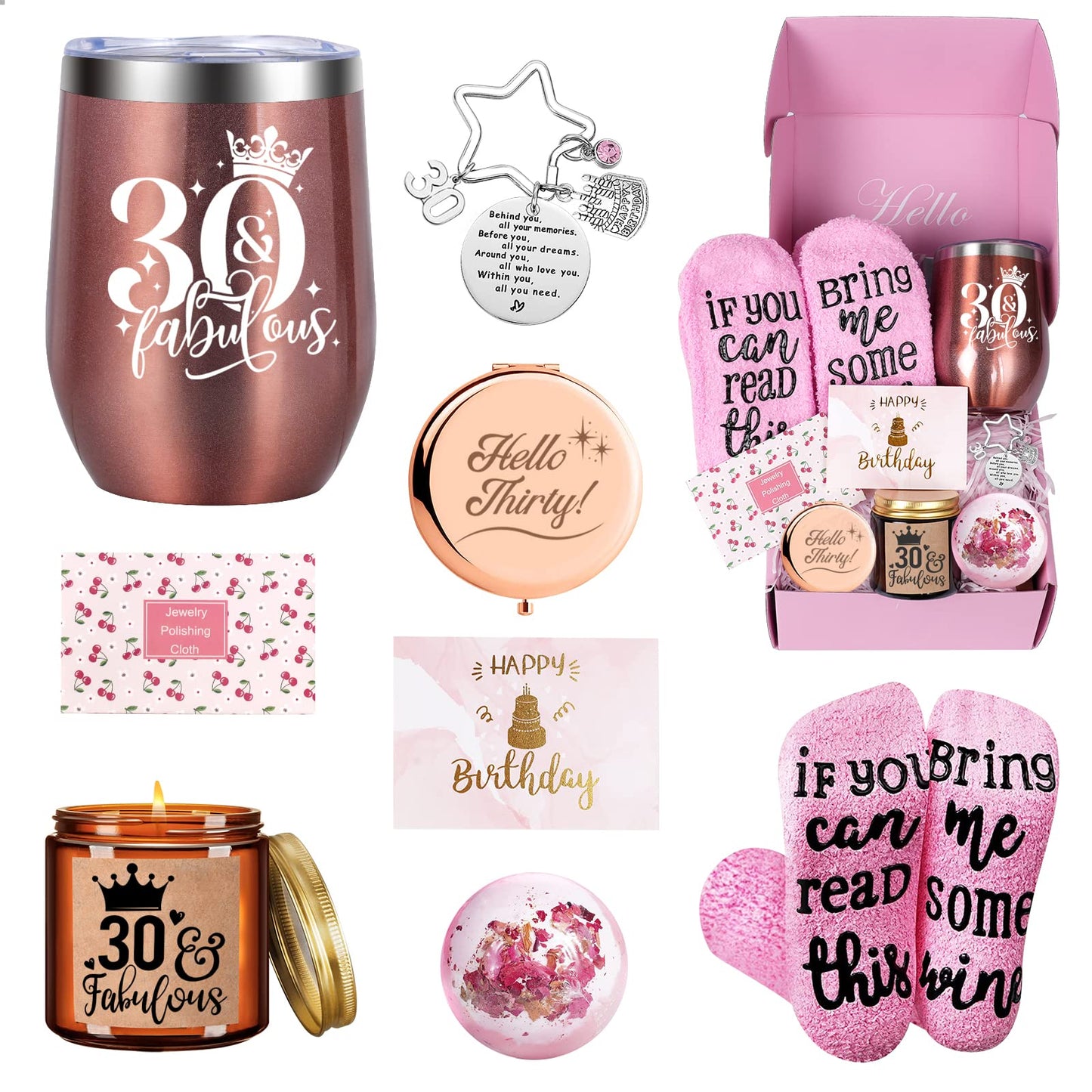 Tecanne 30th birthday gifts for women, personalized gift basket for your wife, best friends, sisters, daughter, happy 30th birthday gift ideas for her.