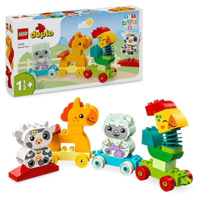 LEGO DUPLO Animal Train, train toy with wheels, creative animal figures to build and rebuild & DUPLO Excavator and Truck toy with construction vehicle.