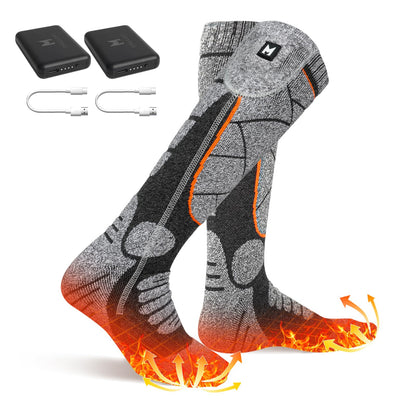 MRAWARM Heated Socks, 6000mAh Rechargeable Battery Electric Heated Socks for Men Women, 3 Heat Levels Winter Cotton Socks for Outdoor Sports.