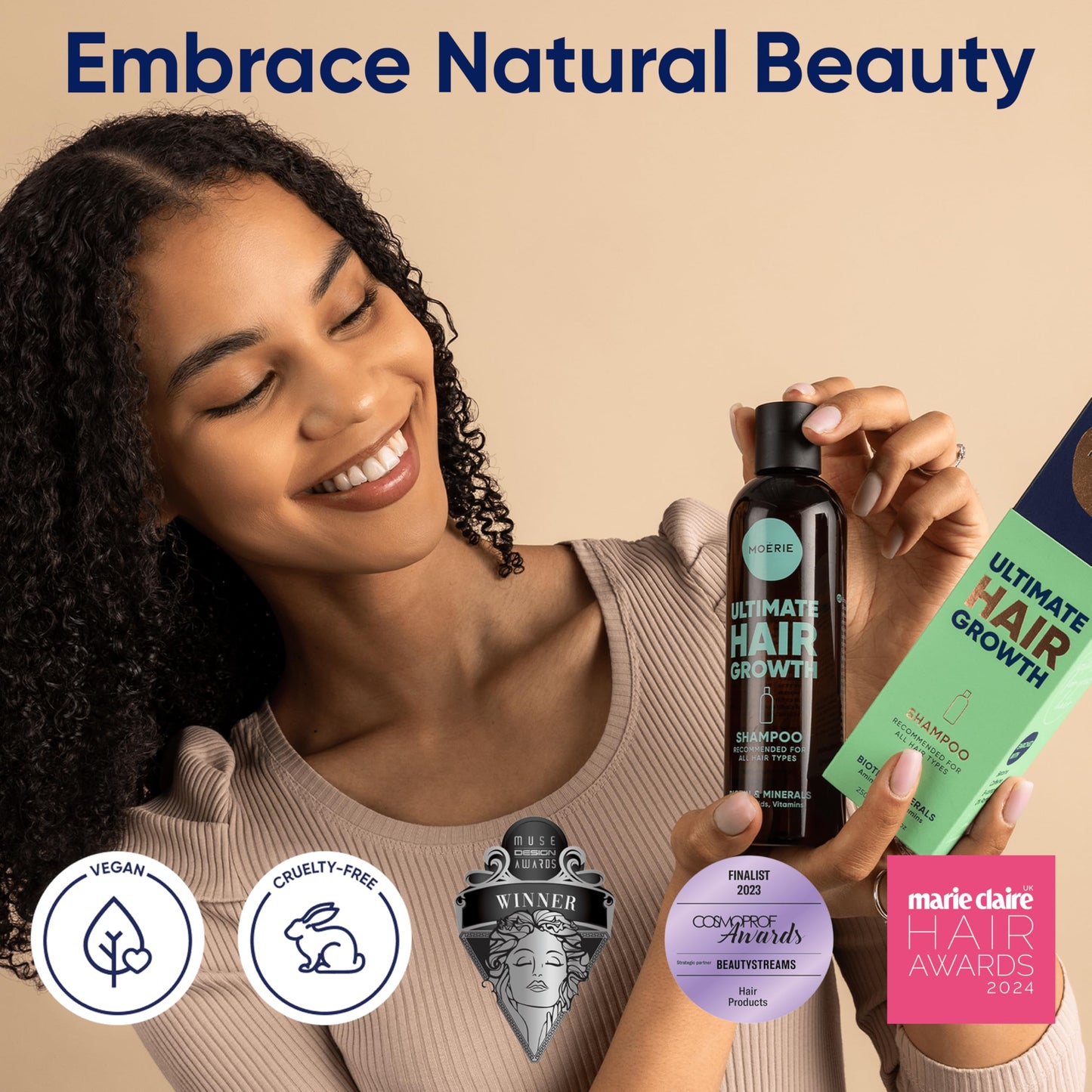 MOÉRIE Hair Growth Enhancing Mineral Shampoo for longer, thicker, and fuller hair - vegan, paraben-free hair products for all hair types, reverses hair loss (Shampoo)