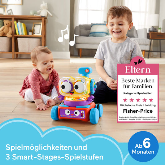 Fisher-Price 4-in-1 Learning Robot Linus for Babies and Toddlers, Toy from 6 Months - German-speaking, HCK39