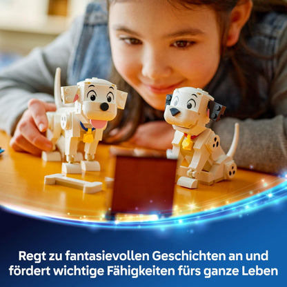 LEGO | Disney Lucky & Penny 101 Dalmatians - Puppies Playset - Animal figures with movable heads, legs & tails - Bones & TV - Gift for girls aged 6+ - 43271